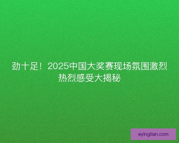 劲十足！2025中国大奖赛现场氛围激烈热烈感受大揭秘