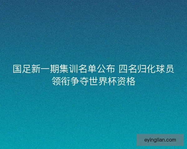 国足新一期集训名单公布 四名归化球员领衔争夺世界杯资格