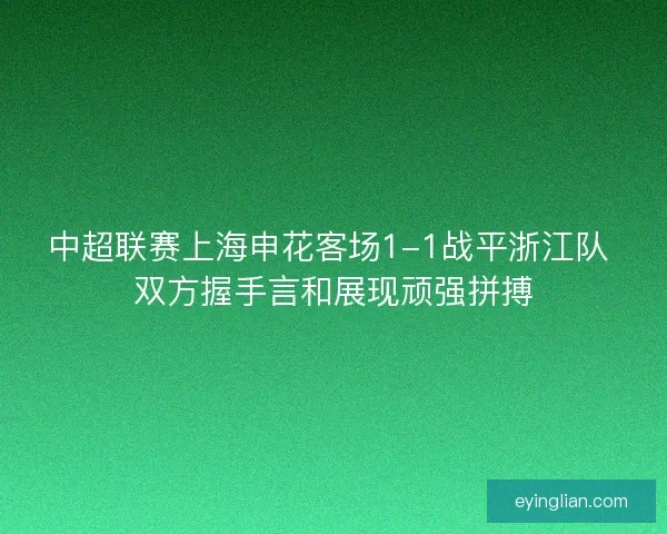 中超联赛上海申花客场1-1战平浙江队 双方握手言和展现顽强拼搏